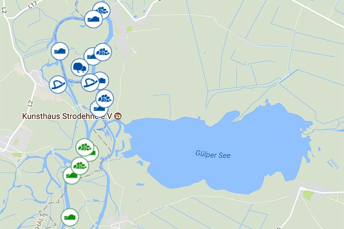 Ausschnitt Fördergebiet Havel-Renaturierung, Raum Strodehne - Karte: Google MyMaps